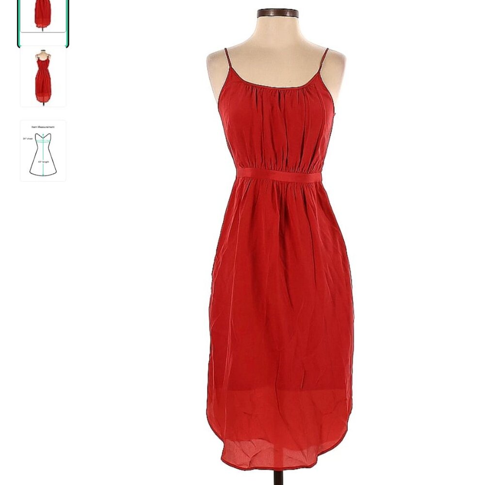 Madewell 100% silk salmon pink pocket dress - lined top & bottom - tie straps